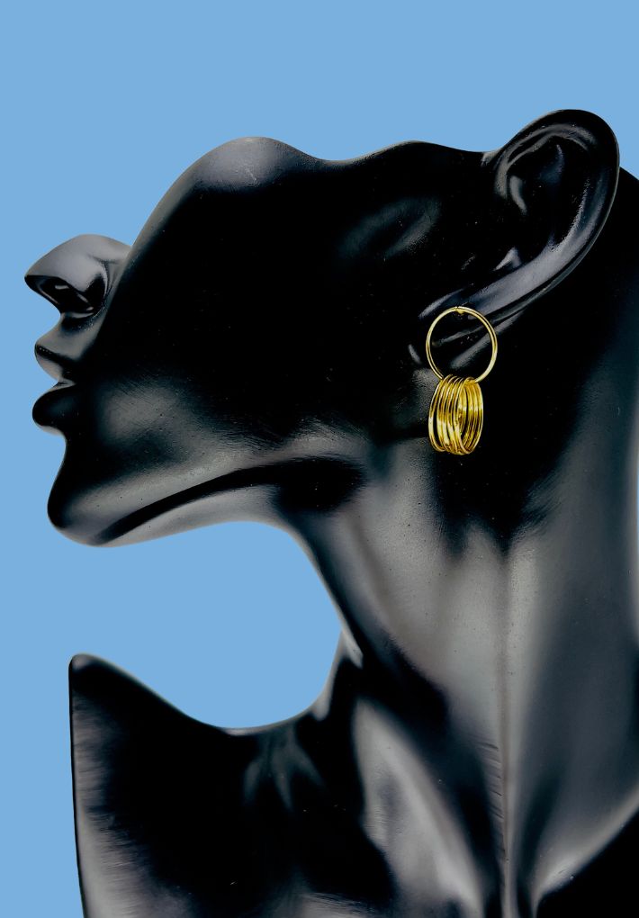 Gold plated loop earrings. Handcrafted statement jewellery.