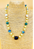 Beautiful pearl necklace with marble stones and MOP