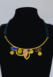 Gold plated necklace featuring multicolored monalisa stone. Handcrafted statement jewellery.