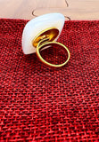 Gold plated adjustable ring with marble stone. Handcrafted statement jewellery.