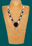 Pure Polki necklace with Maroon Doublet  stone and matching earrings
