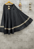 Cotton Black long flair skirts with golden detailing on the bottom
