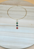 Beautiful hand crafted gold choker with multicolored long pendant