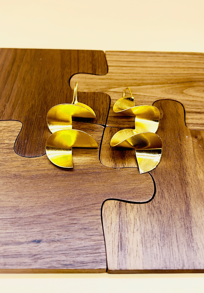 Gold plated earing. Contemporary designs. Handcrafted jewellery