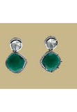 Pure Polki necklace with bottle green Doublet  stone and matching earrings