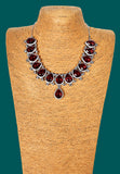Necklace, earring and head chain (maang tikka) set featuring American diamonds and hydro stones.