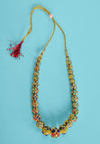 Gold plated multi color stone and American diamond stone necklace with earings
