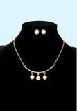 Gold plated  necklace and earring set featuring fresh water pearls