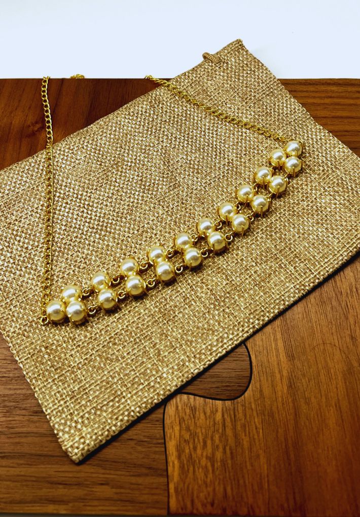 Gold plated  necklace featuring fresh water pearl
