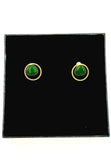 Beautiful gold plated earring set featuring green stone. Handcrafted statement jewellery.