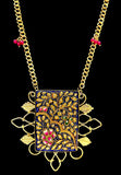 Beautiful gold plated  necklace and earring set featuring stunning handworked meenakari design.