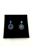 Beautiful earring set featuring royal blue and sky blue glossy stones. Handcrafted statement jewellery.