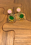 Gold plated earrings with stones. Color options available.