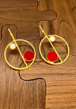 Gold plated earring with colored stones. Color options available