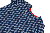 3 Piece Salwar - 100% Cotton indigo blue salwar with white and blue prints. Plain red 2 metre long dupatta with edge design matching the salwar fabric. Plain red pants matching the dupatta.