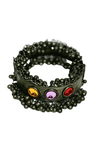 Black oxidized bangles with multicolor mirror works and slip on closure - Contemporary design