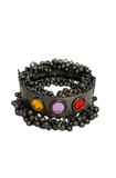 Black oxidized bangles with multicolor mirror works and slip on closure - Contemporary design
