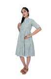 Frock - Beige color with black and green stripes