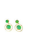 Gold plated earring - Hoops with raw green stone - Hand crafted earring - Statement jewellery