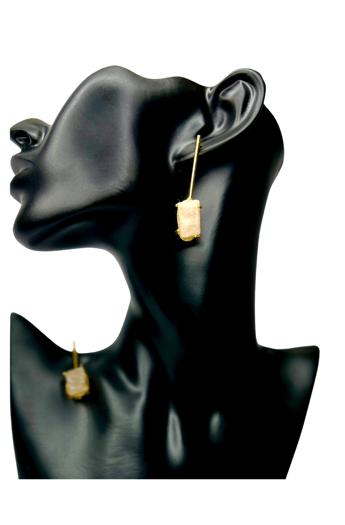 Gold plated transparent stone studded drusy dropping earring - Hand crafted earring - Statement jewellery - Elegant design