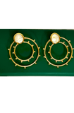 Gold plated earring with moon stone hoop - Hand crafted earring - Statement jewellery