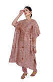 Long Kaftan with pant - Pastel pink muslin