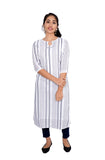 Straigh kurti - White color with Blue Stripes