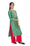 Straight kurti green color muslin - beautiful rich material and design
