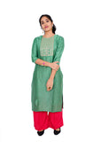 Straight kurti green color muslin - beautiful rich material and design